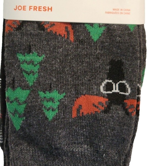 Christmas Crew Socks Men's 4 pack Joe Fresh Assorted Patterns Moose Trees NWT - Picture 3 of 6